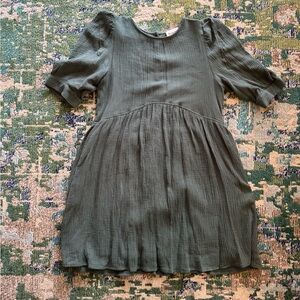 Green Gauze Dress with back buttons